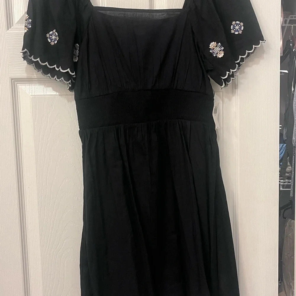 Old Navy Black Mini Dress with Floral Embroidery - Picture 3 of 4